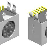 Mini Din, Shielded, Right Angle, Tin/Gold, , 4 Contact, Surface Mount, Female