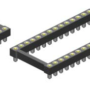 15.24mm Pitch, 2 Row, Vertical, Surface Mount, IC Socket, DIP Package, Open Frame, Tin/Gold, 40 Contacts