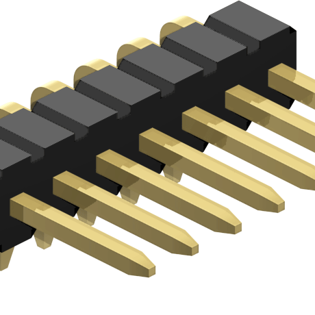 1.27mm Pitch, 1 Row, Horizontal, Through Hole, Header, Pin Header, 3.8mm Mating Pin Height, Gold, 2 Contacts