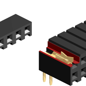 2.00mm Pitch, 2 Row, Horizontal, Through Hole, Socket, PCB, 7.2mm Socket Height, Gold, 10 Contacts