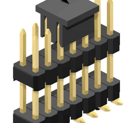 2.54mm Pitch, 2 Row, Vertical, Surface Mount, Header, Board Spacer, 8.8mm Mating Pin Height, Gold, 6 Contacts