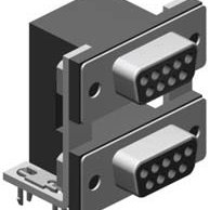 D-Sub, Dual Port, Right Angle, Through Hole, 15+15 Contacts, Female / Male, Tin/Gold, 3.05mm Mounting Hole