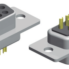 D-Sub, Standard, Straight, Solder Cup, 9 Contacts, Male, Tin/Gold, 4-40 UNC Rivet