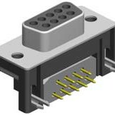 D-Sub, "US" Footprint (8.08mm), Ferrite Filter, Right Angle, Through Hole, 9 Contacts, Female, Tin/Gold, 4-40 UNC Rivet + Board Locks