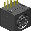 Mini Din, Non Shielded, Right Angle, Tin/Gold, , 3 Contact, Through Hole, Female