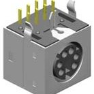 Mini Din, Shielded, Right Angle, Silver, , 7 Contact, Through Hole, Female