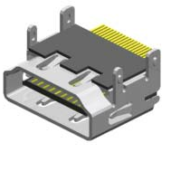 Display Connector, HDMI, Right Angle, Tin/Gold, , 19 Contact, Surface Mount, Female