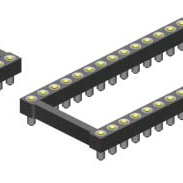 7.62mm Pitch, 2 Row, Vertical, Surface Mount, IC Socket, DIP Package, Open Frame, Tin/Gold, 16 Contacts