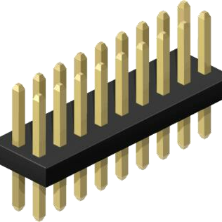 1.00mm Pitch, 2 Row, Vertical, Through Hole, Header, Pin Header, 2mm Mating Pin Height, Gold, 14 Contacts