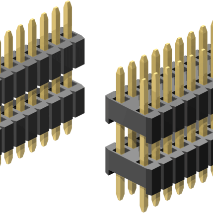1.27mm Pitch, 1 Row, Vertical, Through Hole, Header, Board Spacer, 1.1mm Mating Pin Height, 6mm Stack Height, Gold, 46 Contacts