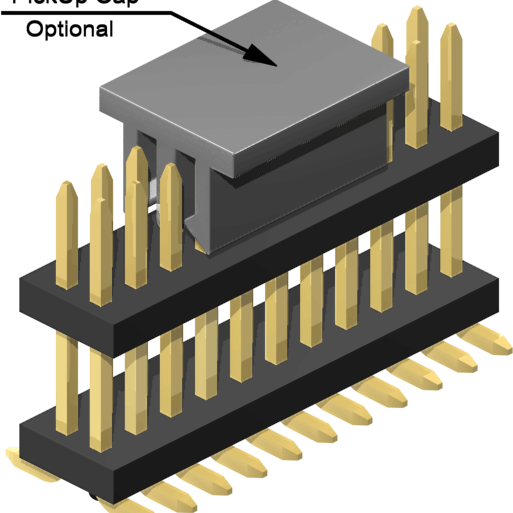 1.27mm Pitch, 2 Row, Vertical, Surface Mount, Header, Board Spacer, 4.1mm Mating Pin Height, 2.9mm Stack Height, Gold, 8 Contacts