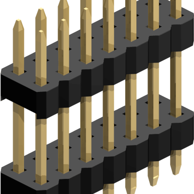 2.00mm Pitch, 2 Row, Vertical, Through Hole, Header, Board Spacer, 3.2mm Mating Pin Height, 36.8mm Stack Height, Gold, 10 Contacts