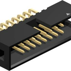 2.54mm Pitch, 2 Row, Vertical, Through Hole, Header, Box, Shrouded, 6mm Mating Pin Height, Gold, 50 Contacts