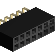 2.54mm Pitch, 2 Row, Horizontal, Through Hole, Socket, PCB, 8.5mm Socket Height, Gold, 10 Contacts