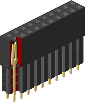 2.54mm Pitch, 2 Row, Horizontal, Through Hole, Socket, PCB, 11.05mm Socket Height, Gold, 14 Contacts