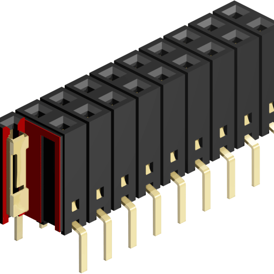 2.54mm Pitch, 2 Row, Vertical, Through Hole, Socket, PCB, 8.5mm Socket Height, Gold, 54 Contacts