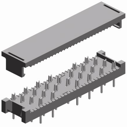 2.54mm Pitch, 2 Row, IDC, Cable Mount, IDC, 4 Row Transition, Nickel/Gold, 20 Contacts